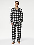 Pyjama homme Family Christmas à carreaux noirs et blancs