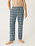 Pyjama en coton peign&eacute; &agrave; carreaux