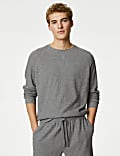 Loungewear-Sweatshirt aus reiner Baumwolle mit Waffelmuster