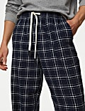Brushed Cotton Checked Loungewear Bottoms