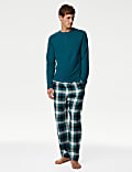 Pure Cotton Checked Loungewear Bottoms