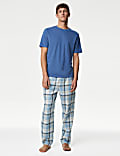 Pure Cotton Checked Loungewear Bottoms