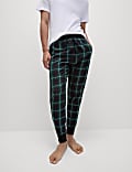 Cotton Rich Brushed Checked Jogger Bottoms
