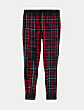 Brushed Cotton Rich Checked Jogger Bottoms