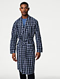 Pure Cotton Checked Dressing Gown