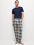 Pure Cotton Checked Loungewear Bottoms