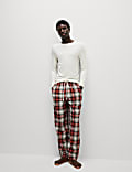 Pure Cotton Checked Loungewear Bottoms