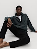 Loungewear-Oberteil aus Fleece mit Trichterkragen und Reißverschluss