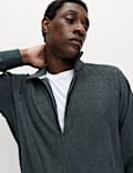 Loungewear-Oberteil aus Fleece mit Trichterkragen und Reißverschluss