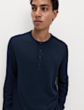 Cotton Rich Henley Loungewear Top