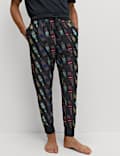 Pure Cotton Beer Print Joggers