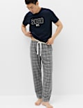 Pure Cotton Checked Loungewear Bottoms
