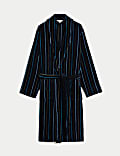 Pure Cotton Velour Striped Dressing Gown
