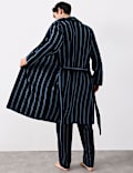 Pure Cotton Velour Striped Dressing Gown