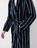 Pure Cotton Velour Striped Dressing Gown