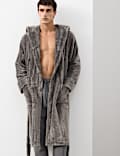 Robe de chambre ultra-douce en polaire à chevrons