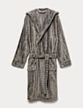 Robe de chambre ultra-douce en polaire à chevrons