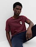 Pure Cotton Ski Badge Graphic T-Shirt