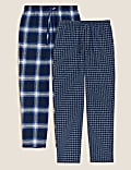 Lot de 2&nbsp;bas de pyjamas 100&nbsp;% coton peigné