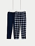Set van 2 zuiver katoenen pyjamabroeken met ruitmotief