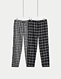 2pk Brushed Cotton Checked Pyjama Bottoms