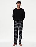 2pk Brushed Cotton Checked Pyjama Bottoms