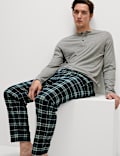 Ensemble pyjama Henley en coton peigné à carreaux