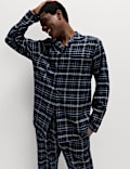 Ensemble pyjama 100 % coton peigné à carreaux