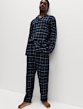 Ensemble pyjama 100 % coton peigné à carreaux