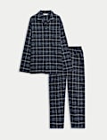 Ensemble pyjama 100 % coton peigné à carreaux