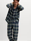 Pure Brushed Cotton Checked Pyjama Set