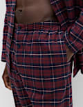 Ensemble pyjama 100 % coton peign&eacute; &agrave; carreaux
