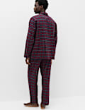 Ensemble pyjama 100 % coton peign&eacute; &agrave; carreaux
