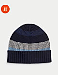 Bonnet beanie côtelé à rayures