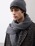Merino Wool Ribbed Knitted Hat & Scarf Set