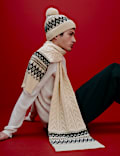 Ensemble bonnet et écharpe en maille à motif jacquard