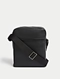 Leren crossbody-tas met kiezelpatroon