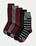 Pack de 5 pares de calcetines Cool & Fresh™ de algodón con diseño de perros