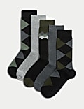 5er-Pack Cool & Fresh™-Socken mit Argyle-Karo und hohem Baumwollanteil
