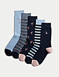 5pk Cool & Fresh™ Flamingo Cotton Rich Socks