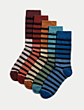 Lot de 5 paires de chaussettes en coton à rayures et semelle matelassée Cool & Fresh™