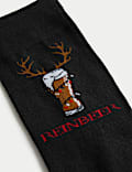 Novelty Christmas Beer Cotton-Rich Socks