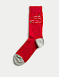 Novelty Christmas Slogan Cotton Rich Socks
