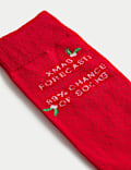 Novelty Christmas Slogan Cotton Rich Socks