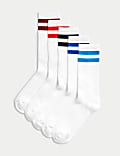 Pack de 5 pares de calcetines acolchados deportivos de algodón de rayas