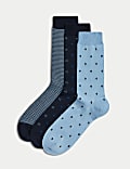 3pk Foulard Egyptian Cotton Rich Socks