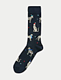 Cotton Rich Zebra Cheetah Christmas Socks