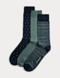 3er-Pack Socken mit hohem Anteil an merzerisierter Baumwolle