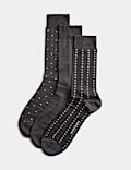 3pk Assorted Design Mercerised Cotton Blend Socks
