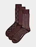 Lot de 3 paires de chaussettes assorties en coton mélangé mercerisé
